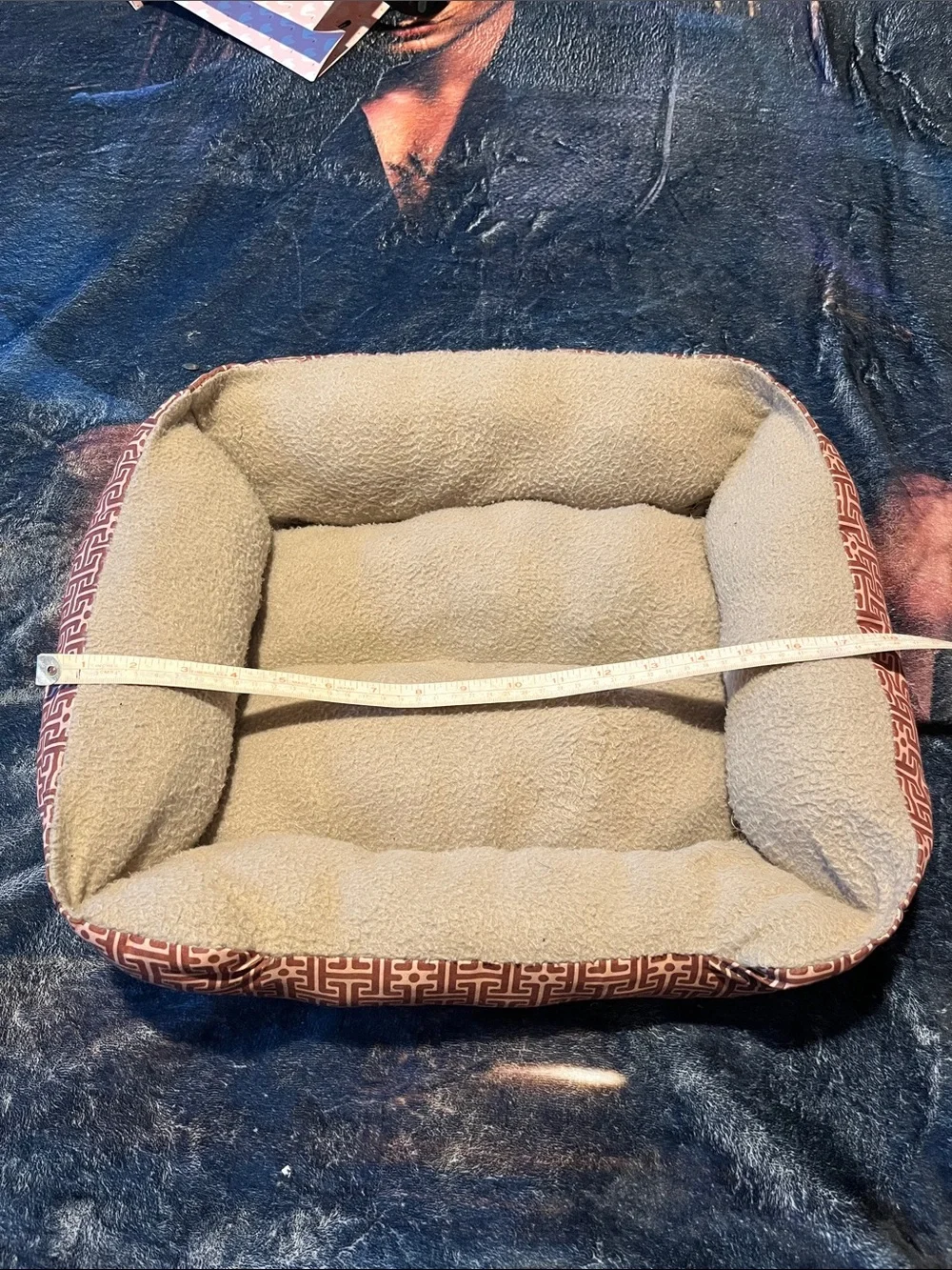 Luxury Small Pet Bed in Cream with Brown Trim